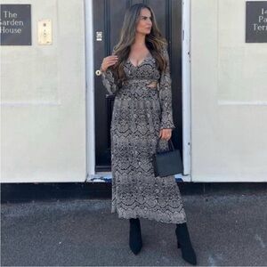 Zara NWT Elegant Snake Print Maxi Dress
